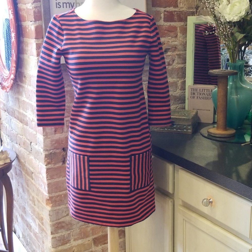Tommy Hilfiger red and navy striped dress